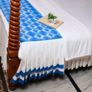 Indigo Blue Shibori Percale Bed Runner