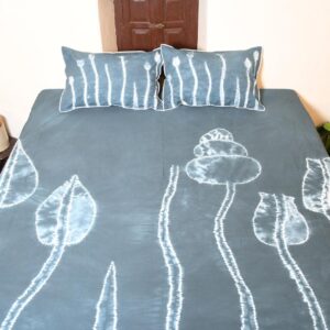 Grey Bud and Tulip Bedsheet And Cover Set